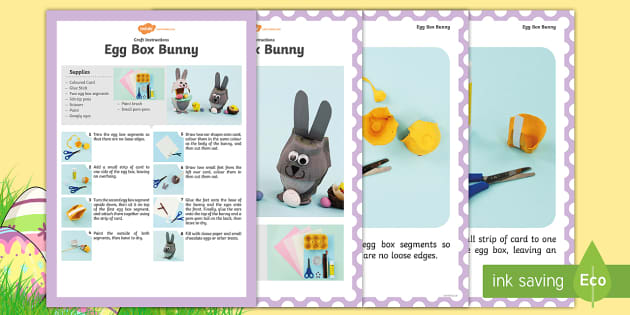 Egg Carton Bunny Craft Instructions (Hecho por educadores)