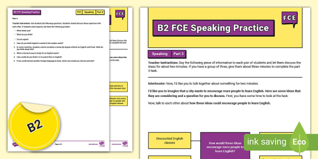 ESL B2 FCE Speaking Part 3 And 4 Practice (Learning English)