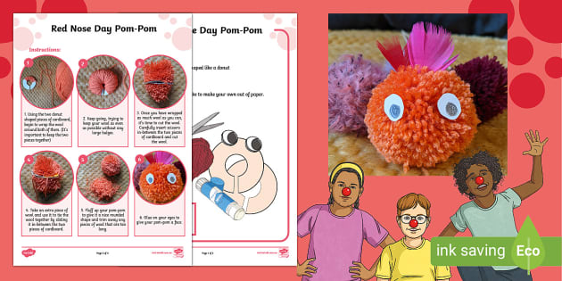 red-nose-day-pom-pom-craft-activity-lehrer-gemacht