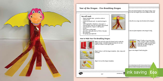 Year of the Dragon - Fire-Breathing Dragon Craft - Twinkl