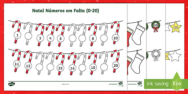 Natal Números em Falta 1-20 (teacher made) - Twinkl