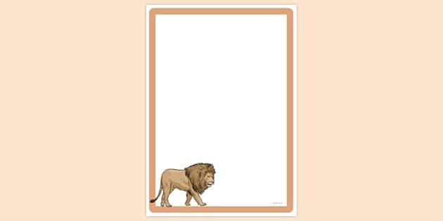 FREE! - Simple Blank Lion Hunting Page Border | Twinkl