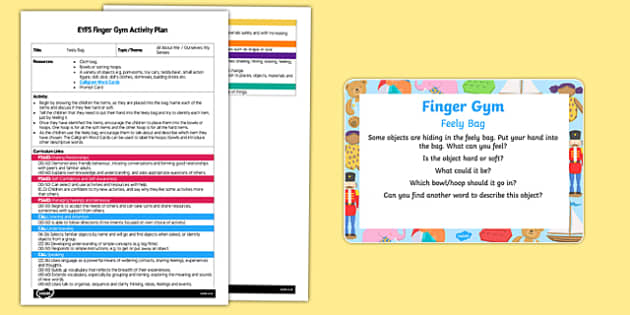 Eyfs Feely Bag Finger Gym Plan And Prompt Card Pack Twinkl