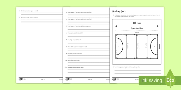 Hockey: Quick Quiz (Teacher-Made) - Twinkl