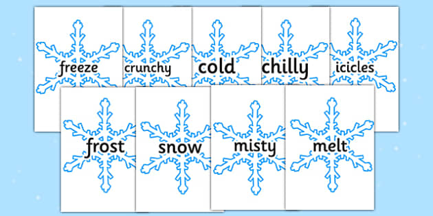 👉 Winter Words on Snowflakes (teacher made)