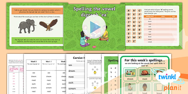 PlanIt Y1 Term 1B W5: 'ea' Spelling Pack (teacher made)