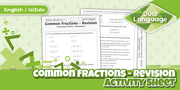 November Math Calender Grade 7 - Mathematics - Term 2- Common Fractions - Revision Activity ...