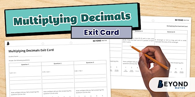 Multiplying Decimals Exit Card - Year 7 & 8