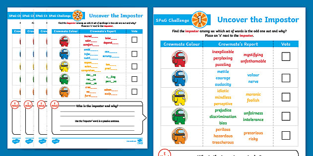 uks2 uncover the impostor spag challenge activity pack 1