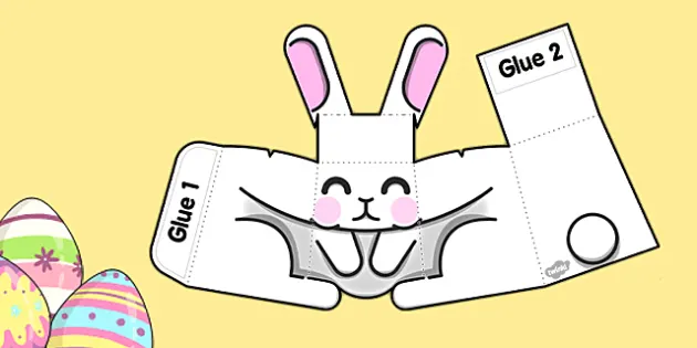 Bunny Paper Bag Puppet Coloring or Template by Little Stars Learning