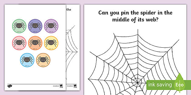 Pin the Spider on the Web Free Printable Halloween