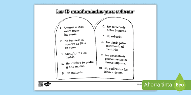 Los diez mandamientos para colorear