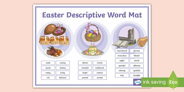 Easter Descriptive Word Mat - Twinkl