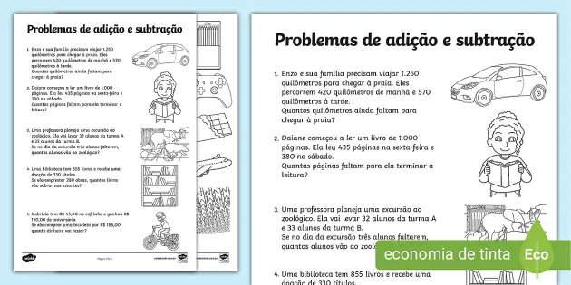 Situações problemas de subtração ano - Recursos de ensino