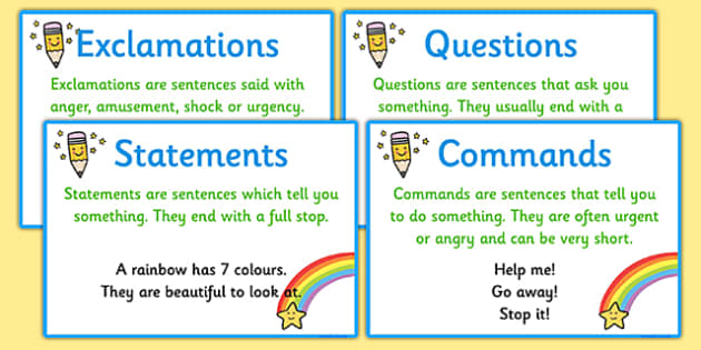 Types of Sentence Prompt Cards