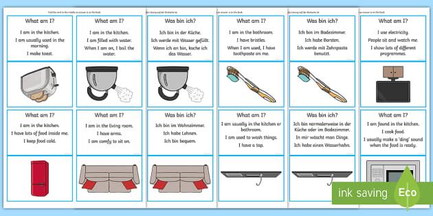 Household items in English, Household things