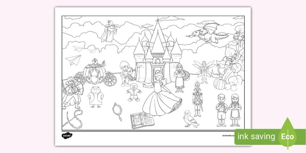 Fairy Tale Montage Colouring Page Fairytale Colouring