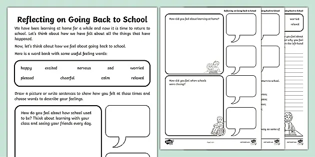 Reflecting On Going Back To School Reflection Activities