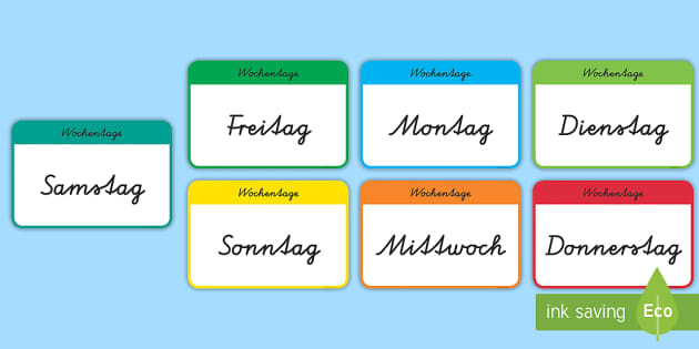 Wochentage Wortschatz: Karten (teacher made) - Twinkl