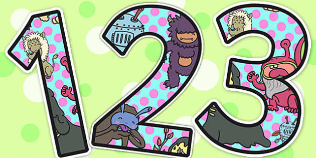 Monster Themed A4 Display Numbers
