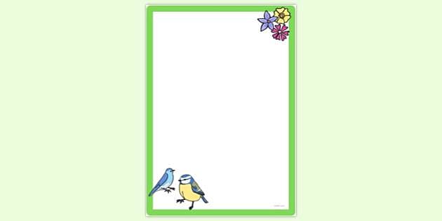 FREE! - Simple Blank Birds and Flowers Page Border | Page Borders