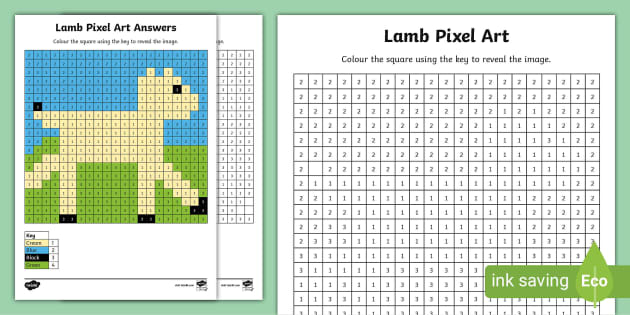 FREE! - Lamb Pixel Art Template (Teacher-Made) - Twinkl