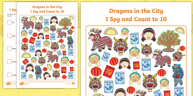 Dragons in the City I Spy and Count Activity to 10 - Twinkl