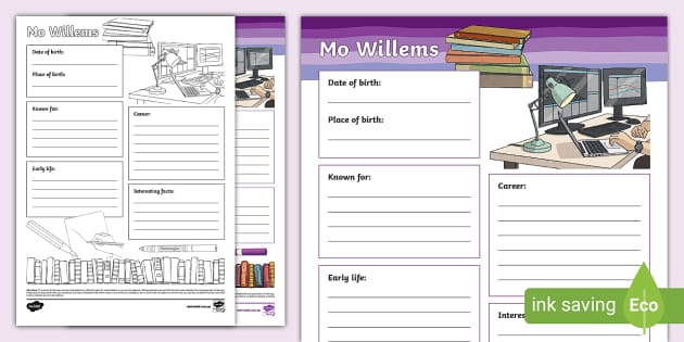 Mo Willems Fact File Template (teacher made) - Twinkl