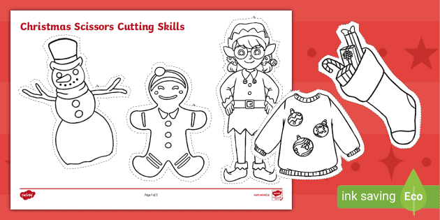 Christmas Cutting and Sticking (Activity Sheet). - Twinkl