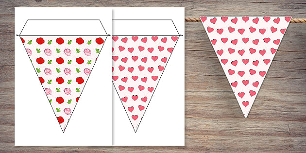 Hearts & Roses Valentine's Day Bunting | Twinkl Party