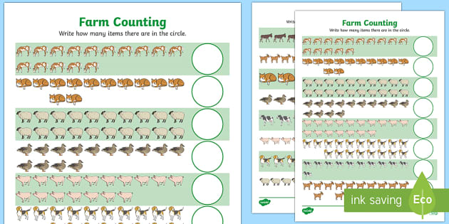 FREE! - Farm Animals Counting Worksheet up to 20