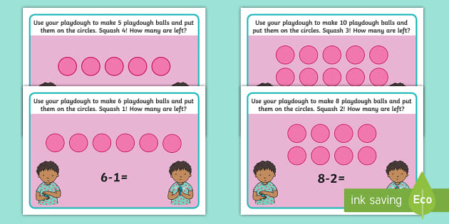 Subtraction Playdough Mats - Maths - Foundation - Twinkl