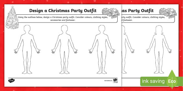 Design a Christmas Party Outfit Activity (teacher made)