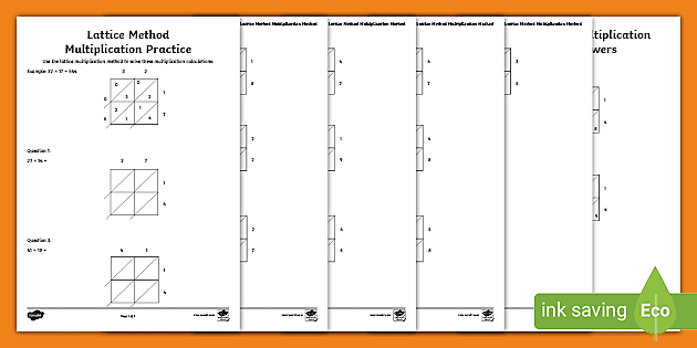 lattice method multiplication practice worksheet