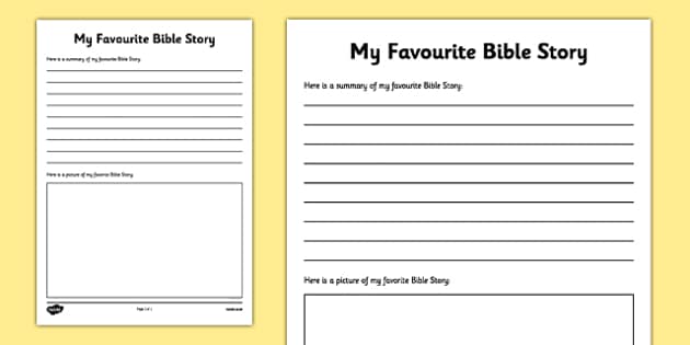 My Favourite Bible Story Worksheet | Primary Resources