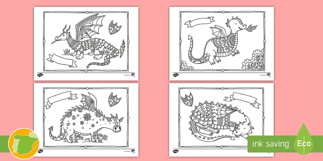  Hojas de colorear  Dragones adorables (teacher made)