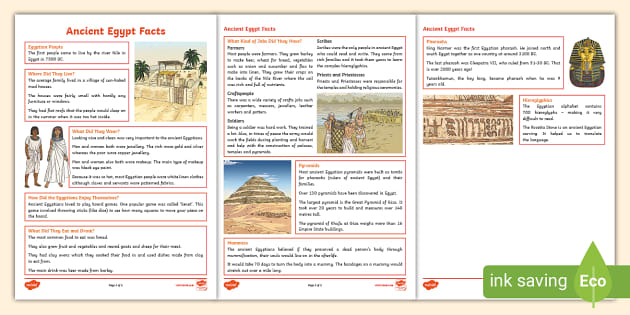 Ancient Egypt Basic Facts Sheet - Ancient Egypt Facts