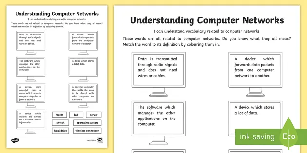 understanding computer networks vocabulary worksheet twinkl