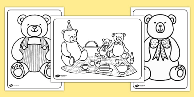 Download Teddy Bear's Picnic Colouring Pages (teacher made)