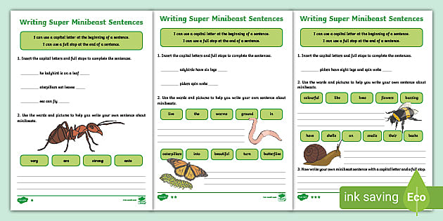 Writing Super Minibeast Sentences Differentiated Worksheets writing-super-minibeast-sentences-differentiated-worksheets
