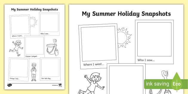 Summer Holiday Writing Frame | Printable Paper with Pictures