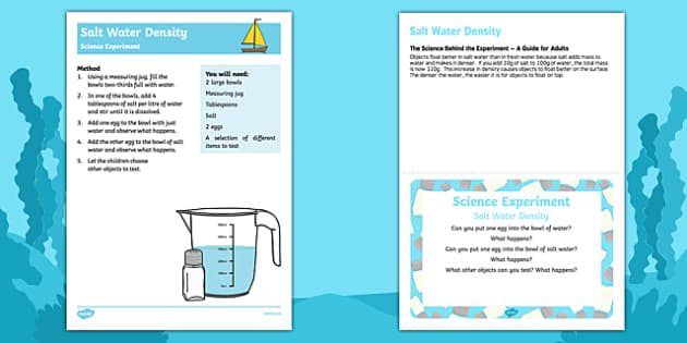 EYFS Salt Water Density Science Experiment - Twinkl