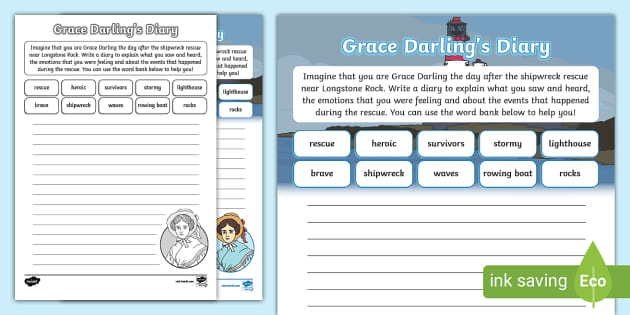 Diary of Grace Darling Writing Frame (teacher made) - Twinkl