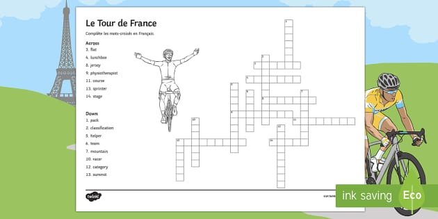 Tour de France Crossword French (teacher made) Twinkl