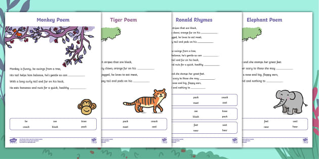 Animal Poems For Kids - Ronald Rhymes Activity - Twinkl