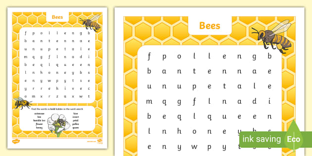 Bees Word Search (teacher made) - Twinkl