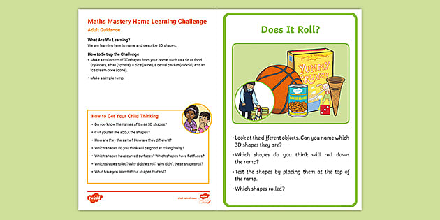 maths mastery 3d shape home learning challenge does it roll
