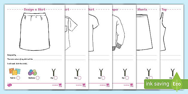 Fashion Design Studio Clothing Design Worksheet / Worksheet