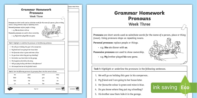 grammar homework ideas