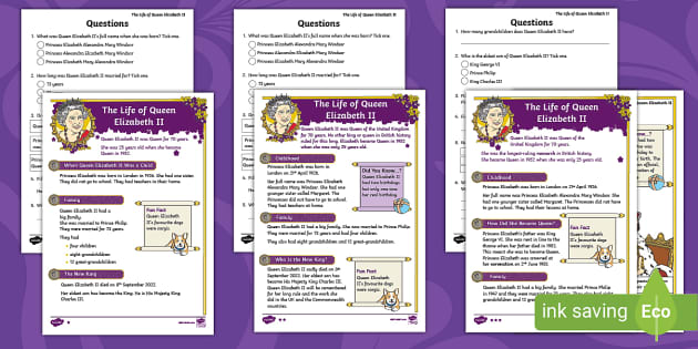 Free The Life Of Queen Elizabeth Differentiated Reading Comprehension 9205